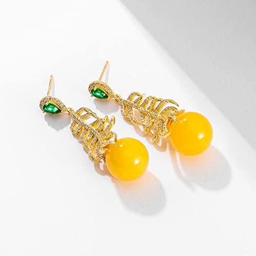 Pendientes Colgantes Damas Vintage Pendientes Elegantes Natural Beeswax Pendientes de Piedras Preciosas Tassel Largo Forma Forma Pendientes Colgantes Pendientes Mujeres