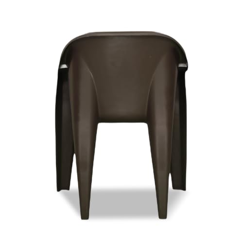 Image of Plastic Arm Chair for Home, Garden, Office, Living Room, Cafeteria Plastic Outdoor Chair | 1 Year Warranty | Color - Brown | Set of 2