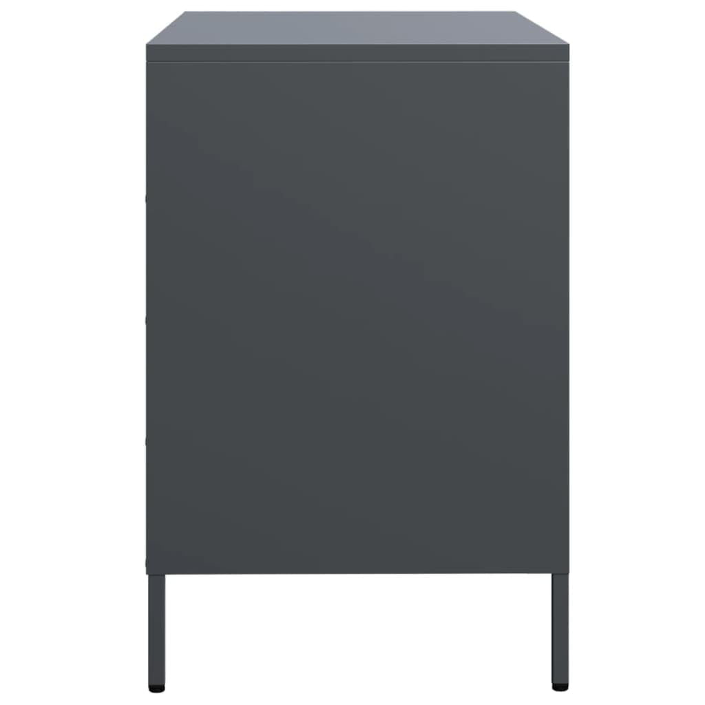 Acero laminado en frío con cajones estilo clásico Antracita 68x39x58 5 cm | Aparador 3 cajones antracita acero laminado en frío 68x39x58,5 cm mueble almacenaje para salón dormitorio oficina con sistema