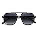SOJOS Retro Trendy Aviator Polarized Sunglasses Men Women Vintage 70s Square Stylish Frame Sun Glasses SJ2283 Black Grey Lens