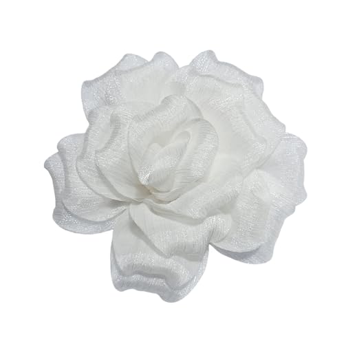 Image of Flash Camellia Flower Brooch Pin for Women Men Elegant Texture Fabric Dahlia Rose Floral Brooches Lapel Pins Dainty Wedding Holiday Party Costume Dress Accessories Jewelry