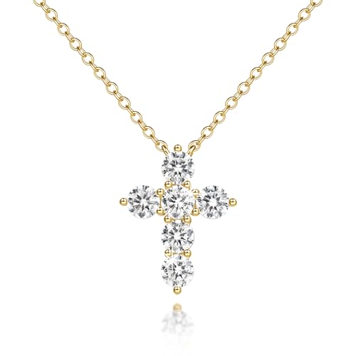 Gold Cross Necklace 14K Gold Cross Necklaces for Women Necklace Crosses Pendant with Cubic Zirconia Dainty and Distinctive Womens Crosses Chains
