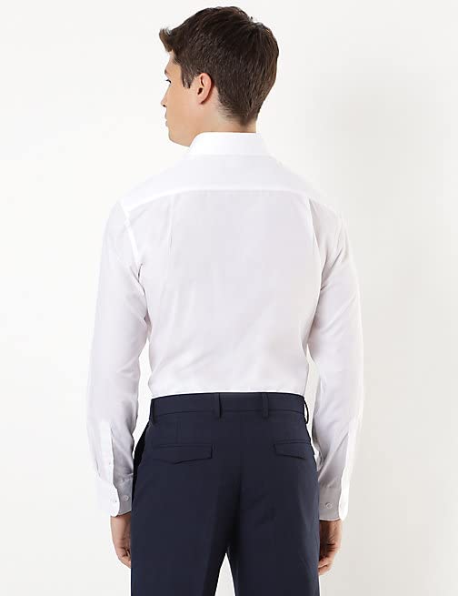 Image of Marks & Spencer Pack of 2 Poly Mix Spread Collar Shirt