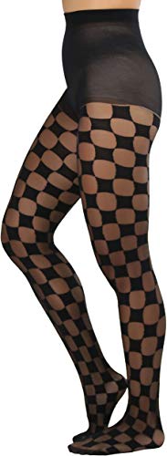 ToBeInStyle Women's Sheer And Opaque Checkered Pantyhose3