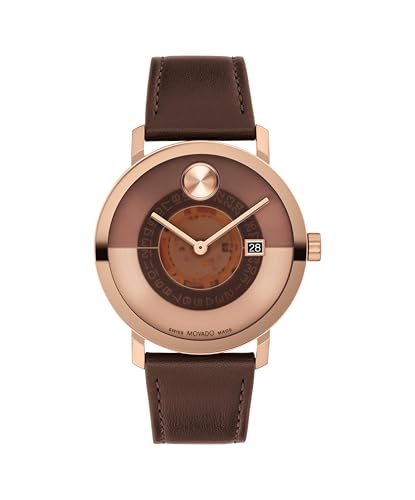 Movado Bold Evolution 2.0 Men's Luxury Quartz Watch - Swiss Movement, Leather Strap - Water Resistance 30 Meters (3ATM) - Classic Timepiece - Gift for Him - 40mm