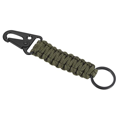 PATIKIL Paracord Keychain, Braided Lanyard Key Clip Leather Belt Survival Keychains for Keys, Men, Women, Green