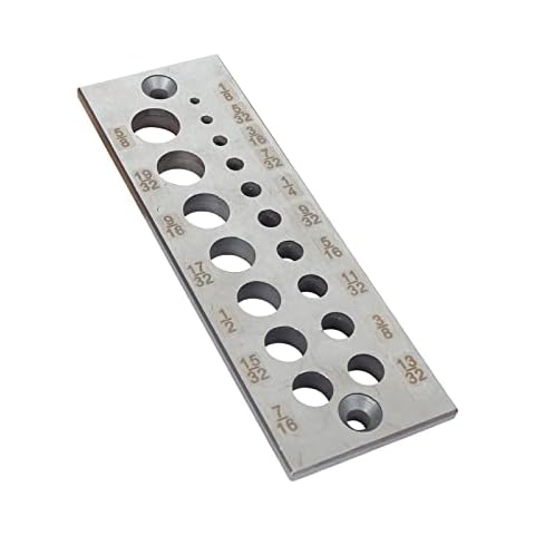 SYWAN A2 Steel Dowel Plate, Steel Dowel Plate 17 Holes Dowel Maker Steel Plate with Holes from 1/8 Inch to 5/8 Inch for Woodworking, High Speed Steel Dowel Plate 17 Holes English System Cover