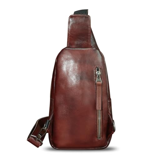 Genuine Leather Sling Bag for Women and Men Vintage Handmade Leather Sling Backpack Shoulder Crossbody Bag Chest Purse3