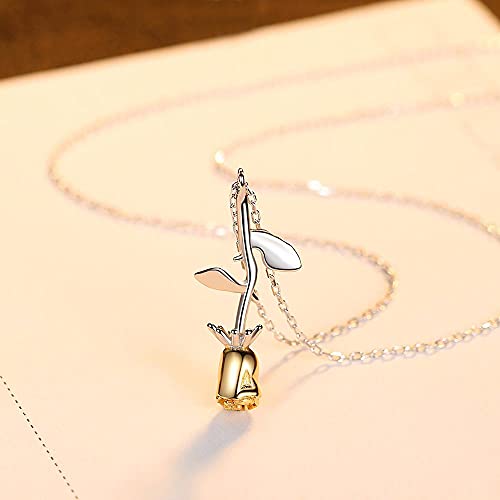 Collier fleur rose pour femmes, le cadeau idéal et romantique