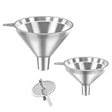 Nomatox 3 Pack Stainless Steel Kitchen Funnel Set,funnels for Kitchen use Filling Bottles, 2 Size Spouts Funnel and Strainer for Filling Different Bottles and Bags