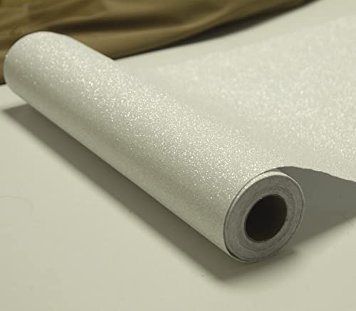 Dhhouse White Glitter Wallpaper,Peel And Stick Glitter Wallpaper For Walls (White 17.4" X 196") #TOP2