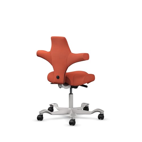 Image of HAG Capisco Standard Chair-Silver Frame-Upholstered Burnt Red