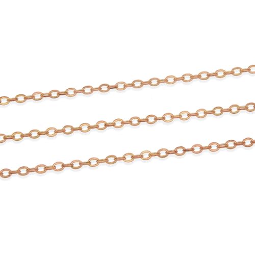Adabele 33 Feet Diamond Cut Flat Cable Chain Link 1.3mm Thin Small Dainty Raw Copper Uncoated Bulk for DIY Craft Jewelry Making CK10-F1