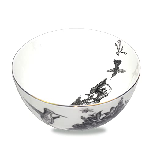 Koken – 4 Bowls Set Fine Bone China With Design Black & White With Gold Ring - Ideal For Special Occasions Or Every Day - Stackable-Mixing Bowls- Kitchen Essentials & Tableware. #TOP1