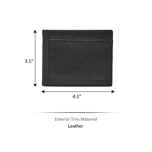 Image of Fossil Men's Neel Leather Bifold with Flip ID Wallet, Black, (Model: ML3899001)