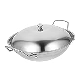 Sosoport Pot D'alcool Épaissi 10 Pouces En Acier Inoxydable 304 Couvercle, Poêle Wok Rob...
