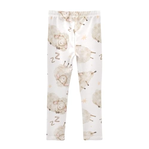 Beige Lamb Girls Leggings,Workout Leggings for Girls Toddler Athletic Legging Size for 3-10T2