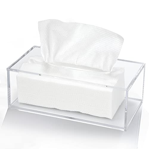 Senbaler Caja de Porta Pañuelos de Papel Acrílico Rectangular,Puramente Hecho a Mano,Dispensador de Pañuelos para Hotel, Baño,Oficina,Coche