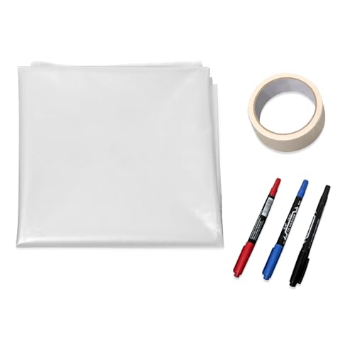 Hzkaicun Boat Flooring Template Boat Template Tool Kits with Laminating Film, 3-Pack Colored Marker Pens and General Purpose Beige Multi-Surface Tape, 78.74