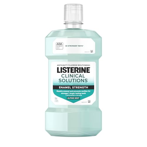 Listerine Clinical Solutions Enamel Strength Mint Oral Rinse, Daily Anticavity Fluoride Mouthwash to Repair Tooth Enamel & Prevent Cavities for Stronger* Teeth, Alpine Mint, 500 mL