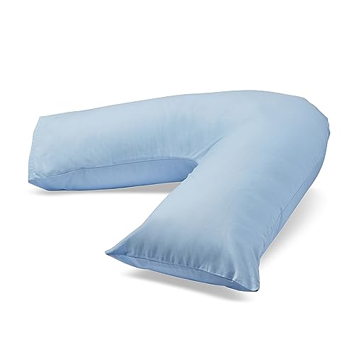 CnA Stores Orthopaedic V-Shaped Pillow Case Cover For Maternity Nursing Pregnancy support Pillows, Cotton Blended (V PILLOWCASE, SKY BLUE)