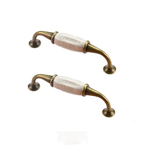 jiajulashou123 2 Piezas Tirador de Cerámica Manijas de Cajón Vintage Manija de Muebles Con Tornillos Tirador de Puerta del Gabinete Bronce para Cocina,Armarios,Dormitorio (Hole Pitch:96mm)