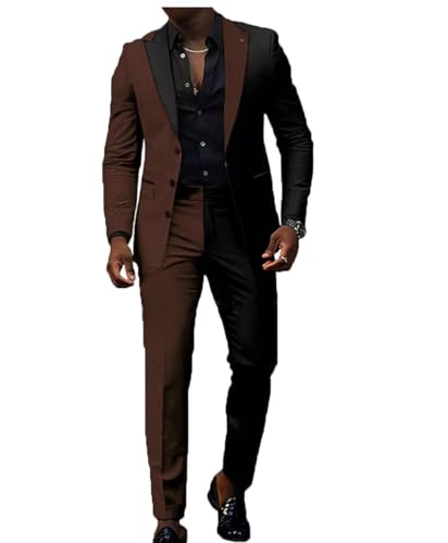 VENNYNG Men's Suit 2-Piece Set (Jacket+Pants) Color Matching Peak Lapel Blazer Wedding Cocktail Birthday Party Tuxedo
