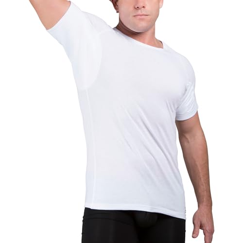 Ejis Sweatproof Undershirt for Men | Crew Neck Cotton | Classic Fit T Shirt with Sweat Pads | Odor Resistant | Blocks Sweat