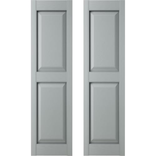14.75 in. W x 67 in. H Builders Edge, Cottage Style, Raised Panel Shutters, Includes Matching Installation Spikes (Per Pair), 945 - Platinum