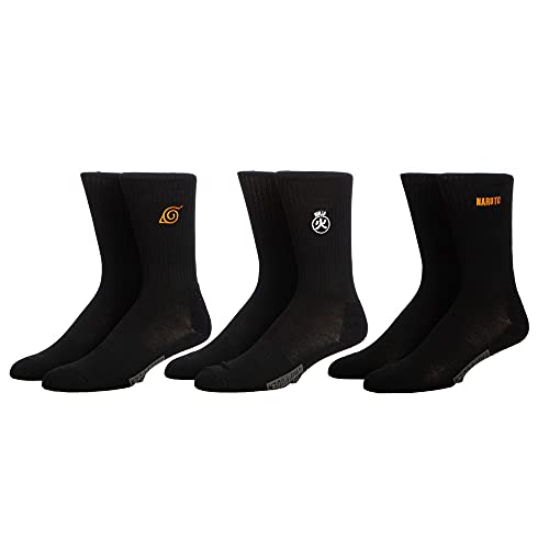 Naruto Mens 3 Pack Embroidered Sock Set