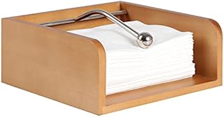 Eitida Square Napkin Holder Dispenser, Solid Wood,with Sophisticatedly Weighted Stainless Steel Center Bar,for Kitchen Tables,Indoor and Outdoor, Picnic, Restaurants, Cafe, Vintage Home Decor_Vintage