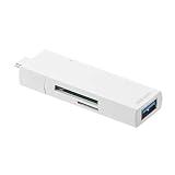 サンワダイレクト USB-C カードリーダー SD/microSD スマホ・iPad Pro 2018対応 USB3.0×1ポート付 スライドキャップ 400-ADR322W