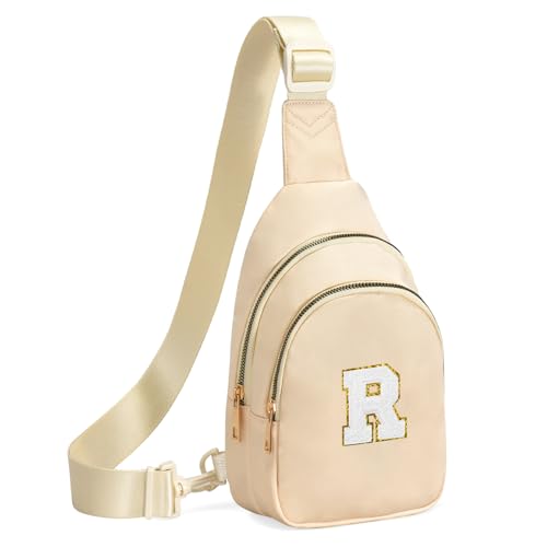 Birthday Gifts for 7 8 9 10 11 12 13 Year Old Girls Small Initial Sling Bag Cross Body Bag Fanny Pack for Girls Beige R