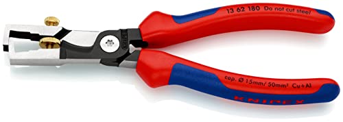 KNIPEX StriX Abisolierzangen mit Kabelschere auf SB-Karte mit Mehrkomponenten-Hüllen 180 mm, 13 62 180 SB