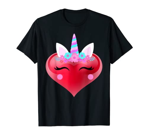 Unicorn Heart Adorable Valentines Day Gift For Girls Women T-Shirt
