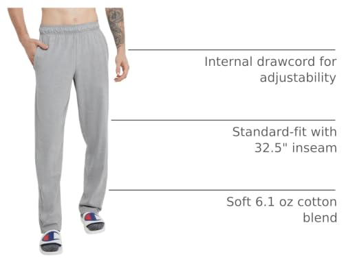 Image of Champion Men's Open-Bottom Lounge Pants, Standard Fit, Lightweight 100% Cotton, Available in Regular and Big & Tall