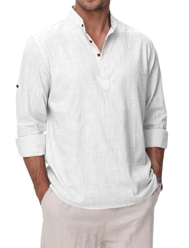 Image of Macsivo Men's Cotton Blend Solid Short Kurta with Regular Lenth Mandarin Collar Short Button Placket Rolled up and Full Sleeves Kurta for Men