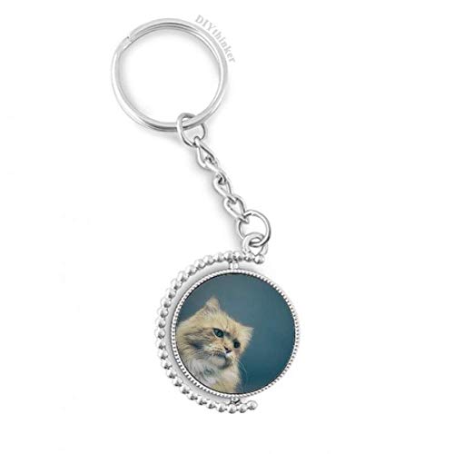 Llavero de gato azul con anillo giratorio para colgar en mochilas de viaje y bolsos