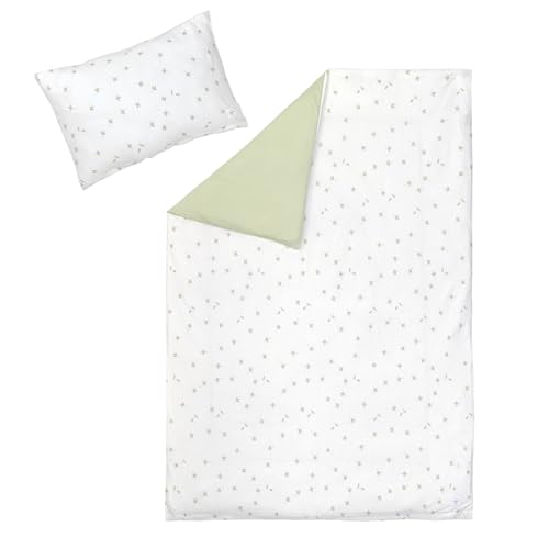 LÄSSIG Kinder Bettwäsche Set aus Single Jersey mit TENCEL™ Lyocell 2-teilig/Bedding Set Leave milky/olive
