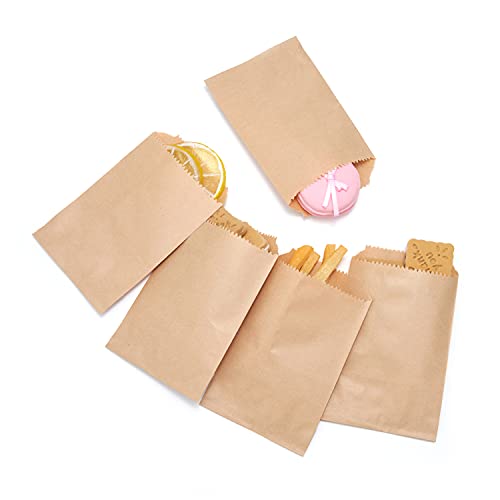 Volanic 100Pcs 3X5 Inch Kraft Paper Bags Small Flat Party Favor Bag For Bakery Cookies Sandwich Soap Packing #TOP5