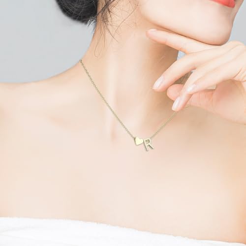 Collier coeur initiales plaqué or gravure fine haute finition - 5