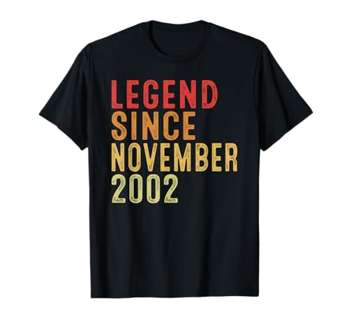 Legend Since November 2002 Vintage 2002 Birth Of Birthday T-Shirt