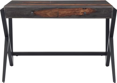 Image of DEMIWALL Sheesham Wooden Finish Study Table for Students Laptop Office Desk Workstation Writing Tables for Study Room Home Wooden Finish Furniture for Study Room Gray Finish (101 X 56 X 76 Cm)