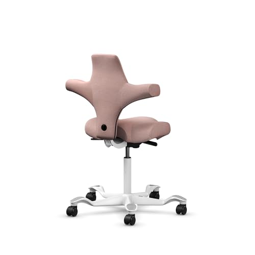 Image of HAG Capisco Sit to Stand Chair-White Frame-Upholstered Pink Blush