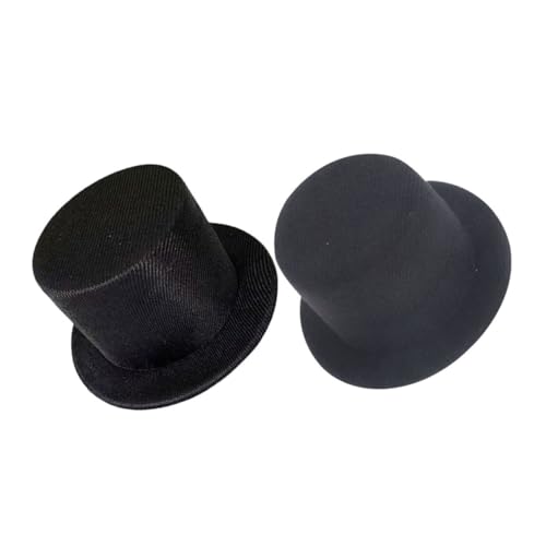 ibasenice 2 Piezas Mini Sombrero Sombreros de muñeca Sombrero canotier Tapa Gorros navideños Christmas Hat pequeños Sombreros para Manualidades Sombrero Artesanal para muñecas DIY paño Black