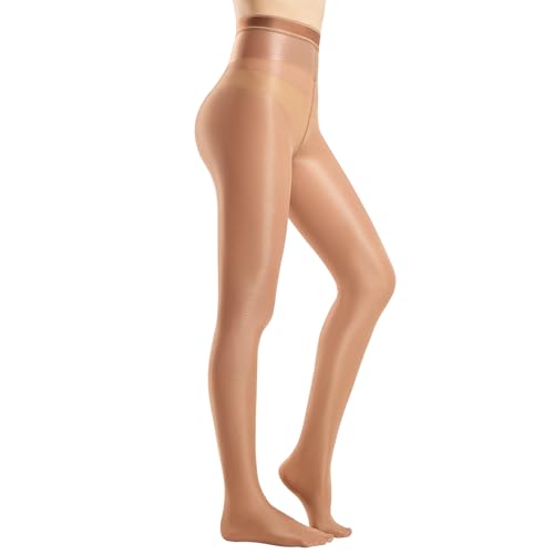 Yilanmy Glänzende Strumpfhose Damen Ölig Glanz Hohe Taille Strumpfhose Glossy Tanzstrumpfhose 70 DEN,L