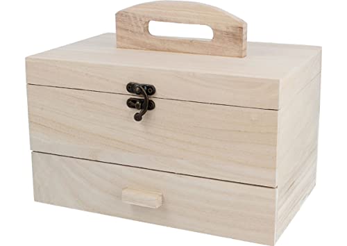 INNSPIRO Costurero madera de balsa con cajón 25x16,5x15cm, 201