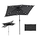 Fiqops Sonnenschirm LED Solar 210 x 140cm mit Kurbel | Sonnenschirm Rechteckig Sonnenschutz UV50+ Knickbar, Ampelschirm Terrassenschirm wasserdicht für Garten, ohne Ständer, Grau