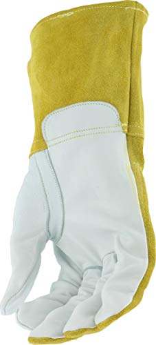 Ironcat 6143 Goatskin/Cowhide Mig Welder – [Pack Of 12] Pearl/Gold, Medium, Straight Thumb, Kevlar Construction #TOP4