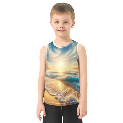 susiyo Summer Beach Waves Boys Sleeveless Tank Top Girls Athletic T Shirt2
